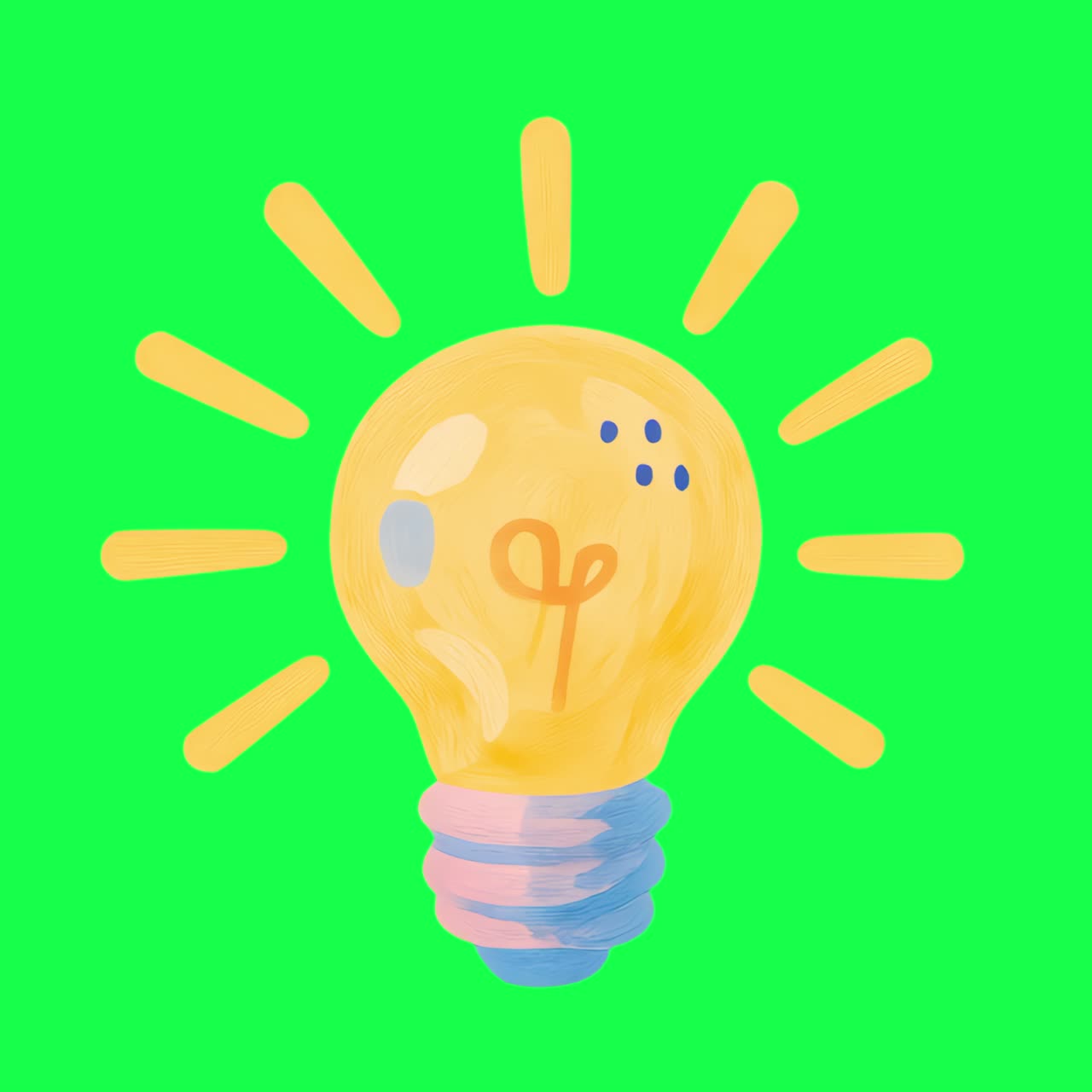 Animazione di illustrazione di una lampadina per idea brillante, video 4K trasparente, green screen