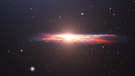 Eine-Rote-Galaxie,-Die-Sich-Dreht-Und-Die-Sterne-Im-Universum-überquert