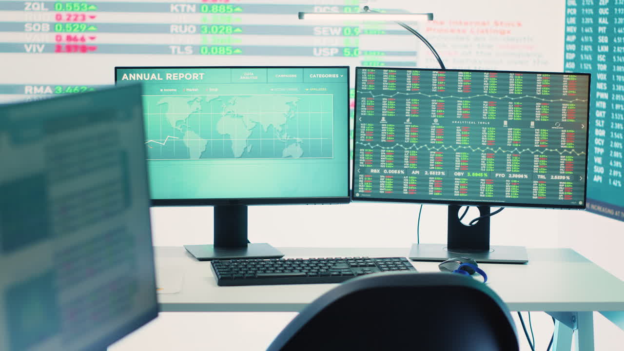 Professional enterprise workstation inside multinational company control room