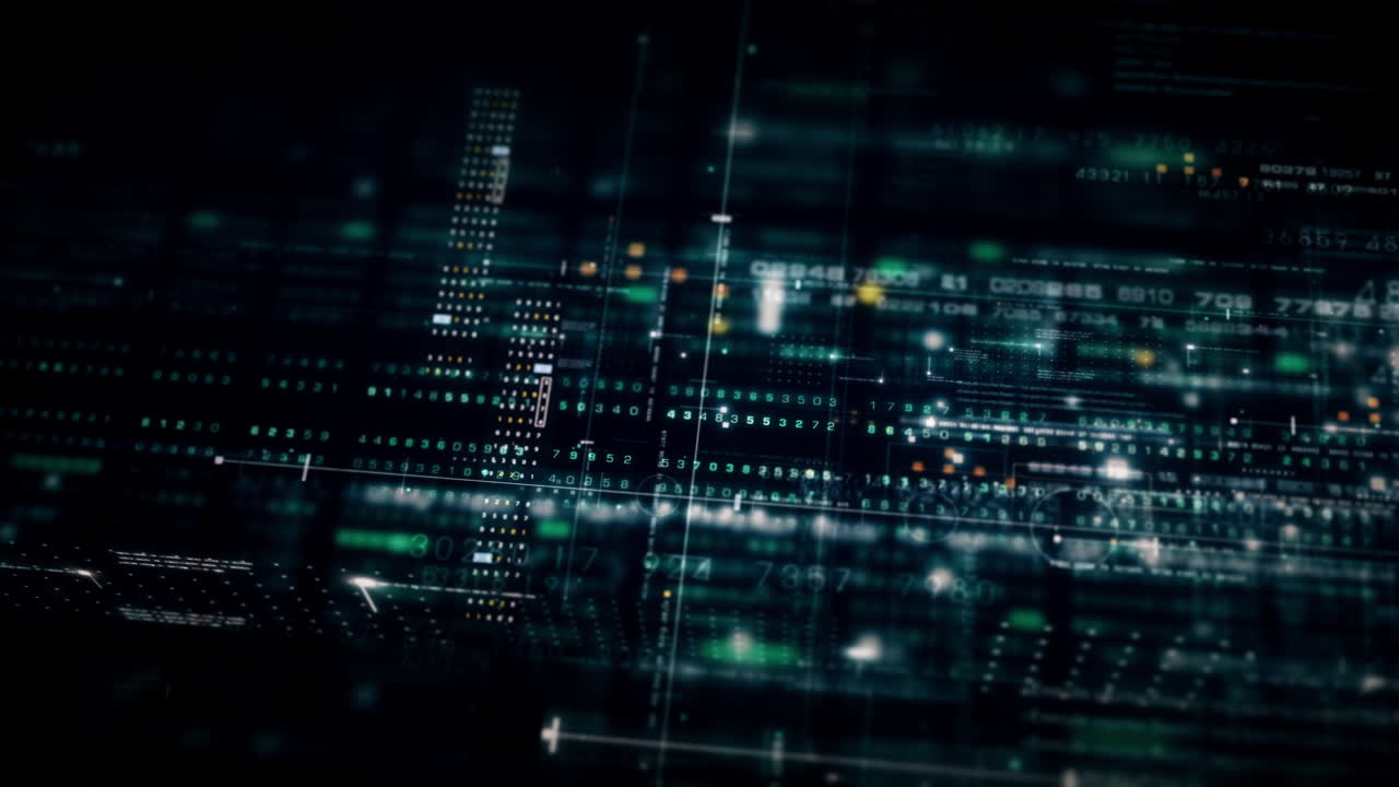 Advanced data matrix simulation UI with cutting-edge digital environment with a dynamic and immersive display of interconnected data matrix information networks systems background