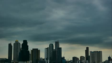 time lapse of the sunset scene of bangkok skyline and skyscraper in bangkok city