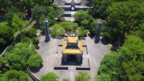 Lush-trees-surround-the-Mausoleum-of-Emperor-Thu-Duc,-Hue,-Vietnam