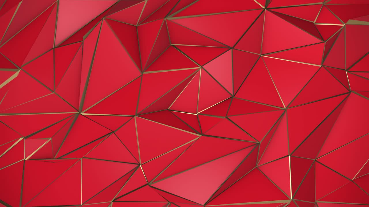 빨간색과 금색 추상 낮은 폴리 삼각형 배경