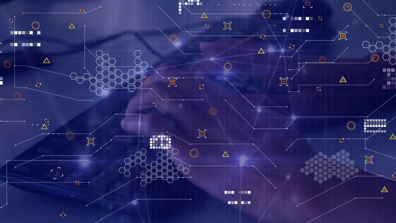 Animation of data processing over hands using computer
