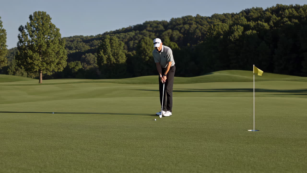 Man Putting on a Golf Course