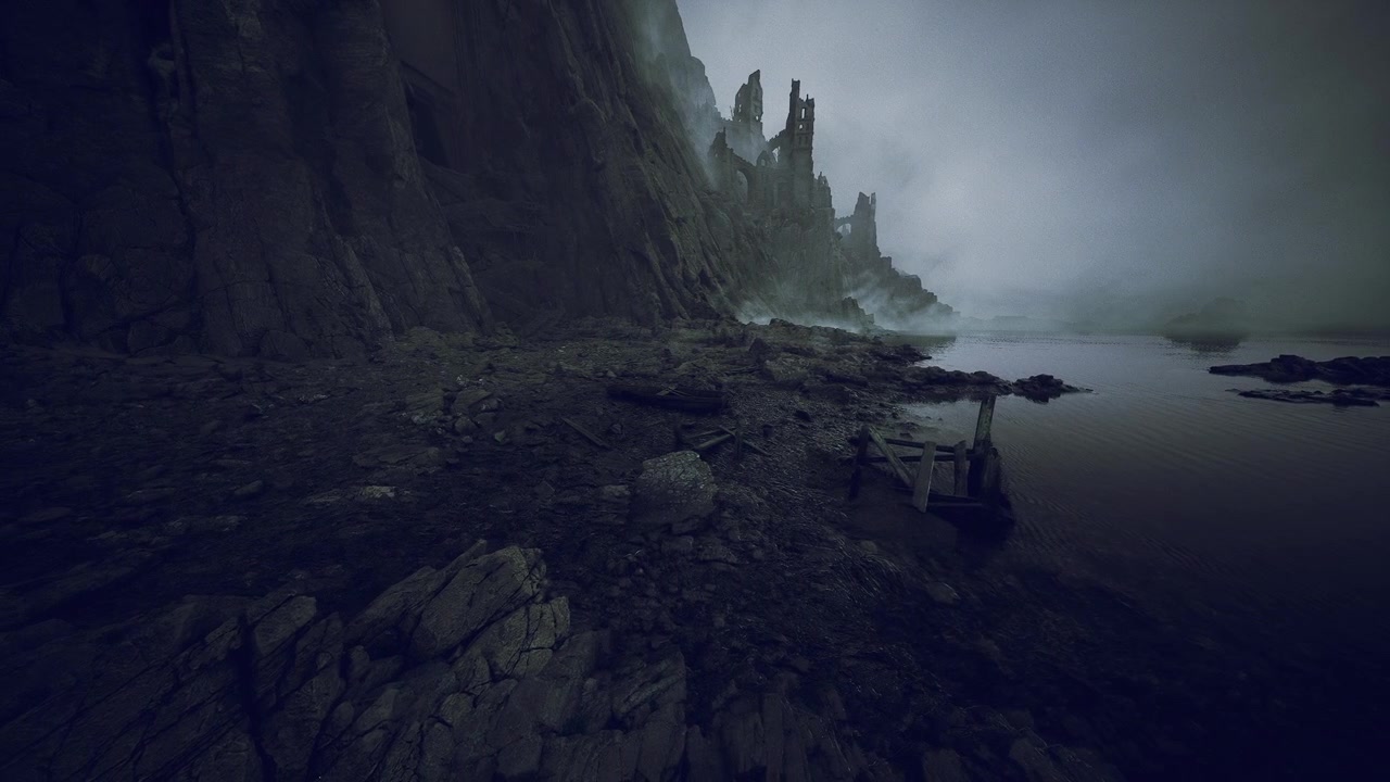 Solitary rugged landscape foggy coastal scene inspiring reflection