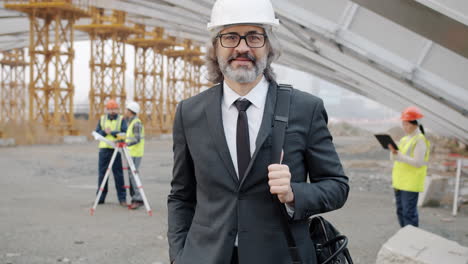 construction engineer on bridge project site