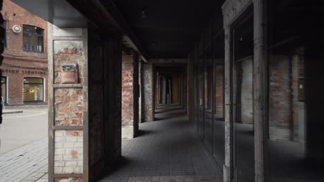 industrial corridor with brick walls