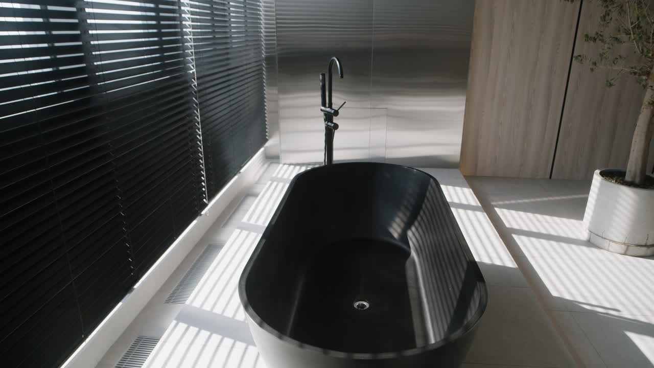 Modern Black Bathtub in a Luxurious Bathroom