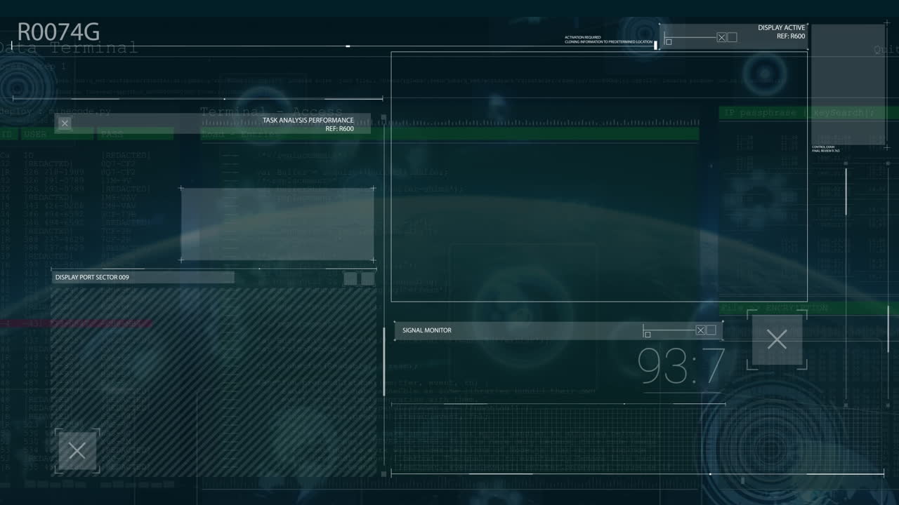 animación de diversos datos en la pantalla digital de la marina
