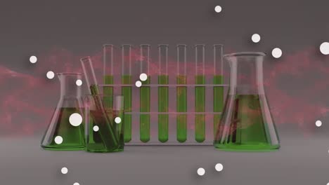 animation of dots over lab glasses and samples