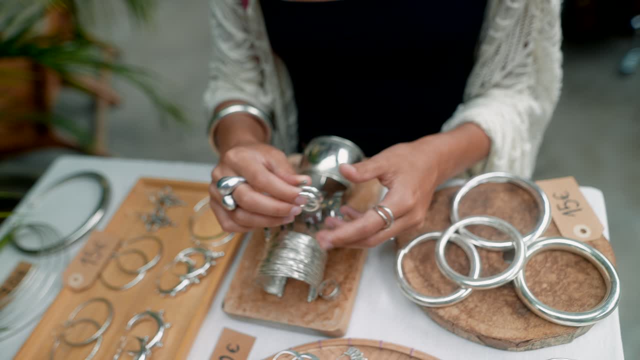 Handmade Silver Jewelry at a Craft Fair