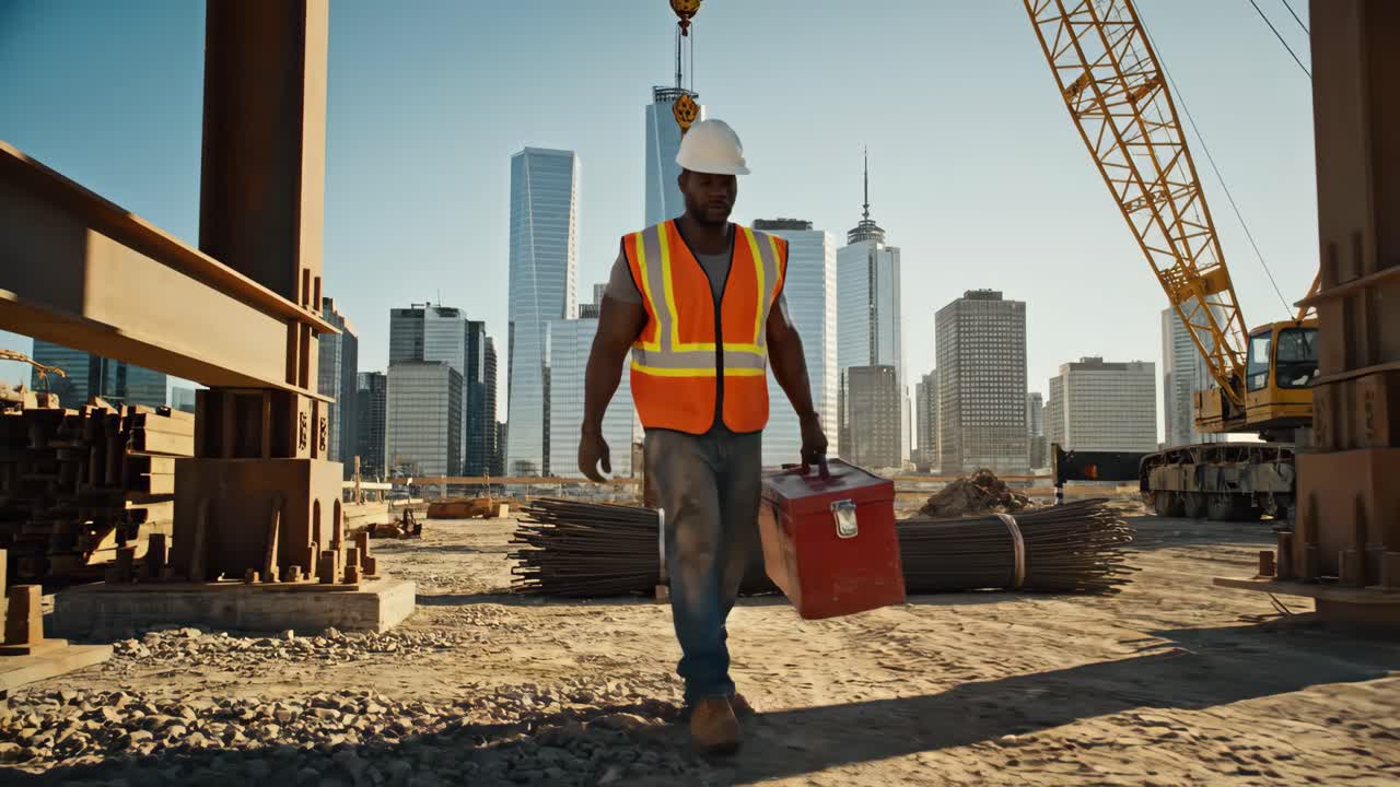 trabajador de la construcción en un sitio de construcción