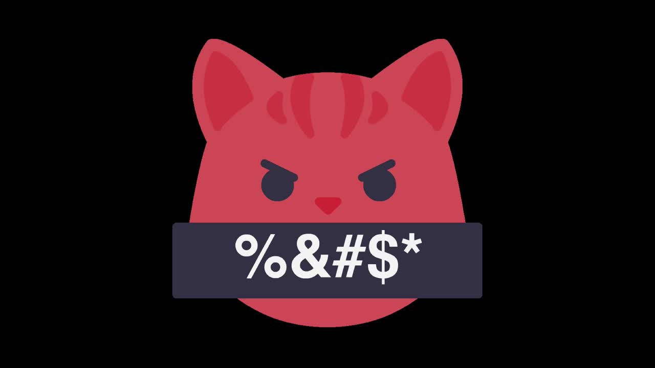 Animated Cat Cursing Emoji Angry Emoticon Black Screen 4K