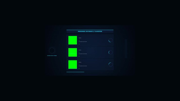 Futuristic Digital Personnel Database Interface Loading Data