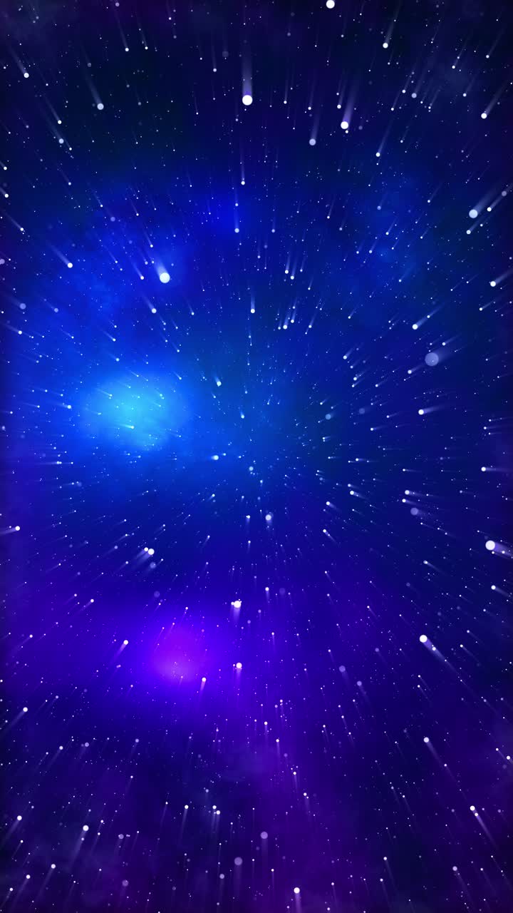 Fondo espacial de estrellas y galaxias, volando a través de estrellas y nebulosa azul en la galaxia espacial