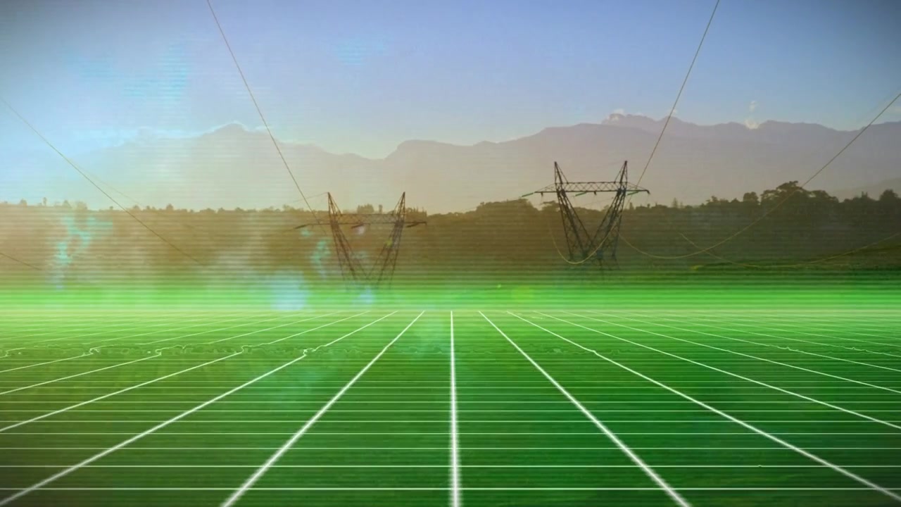 Animazione di interferenza e linee bianche su tralicci