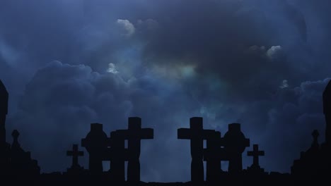 grave of the crucifix against a thunderstorm background