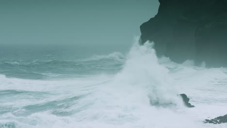 dramatic stormy seas around faial island, azores