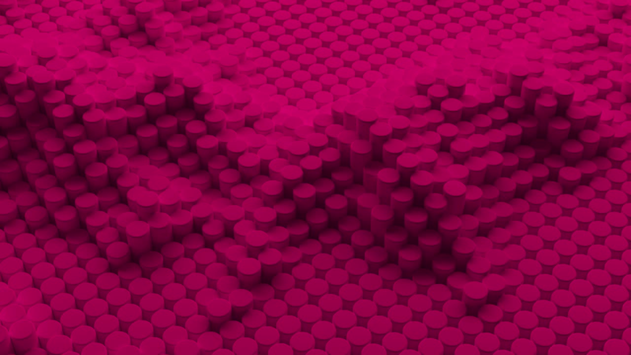 fondo rosa abstracto con cilindros. patrón de geometría. bucle sin costuras animación 3d de 4k