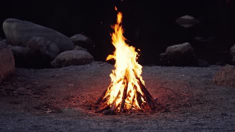 close up of campfire burning in slow motion.