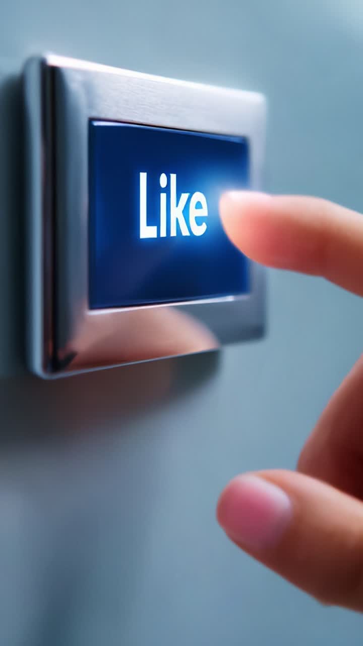 A Close-Up of a Hand Pressing a Digital 'Like' Button on a Touchscreen Interface, Symbolizing Engagement and Positive Feedback in the World of Social Media Interaction