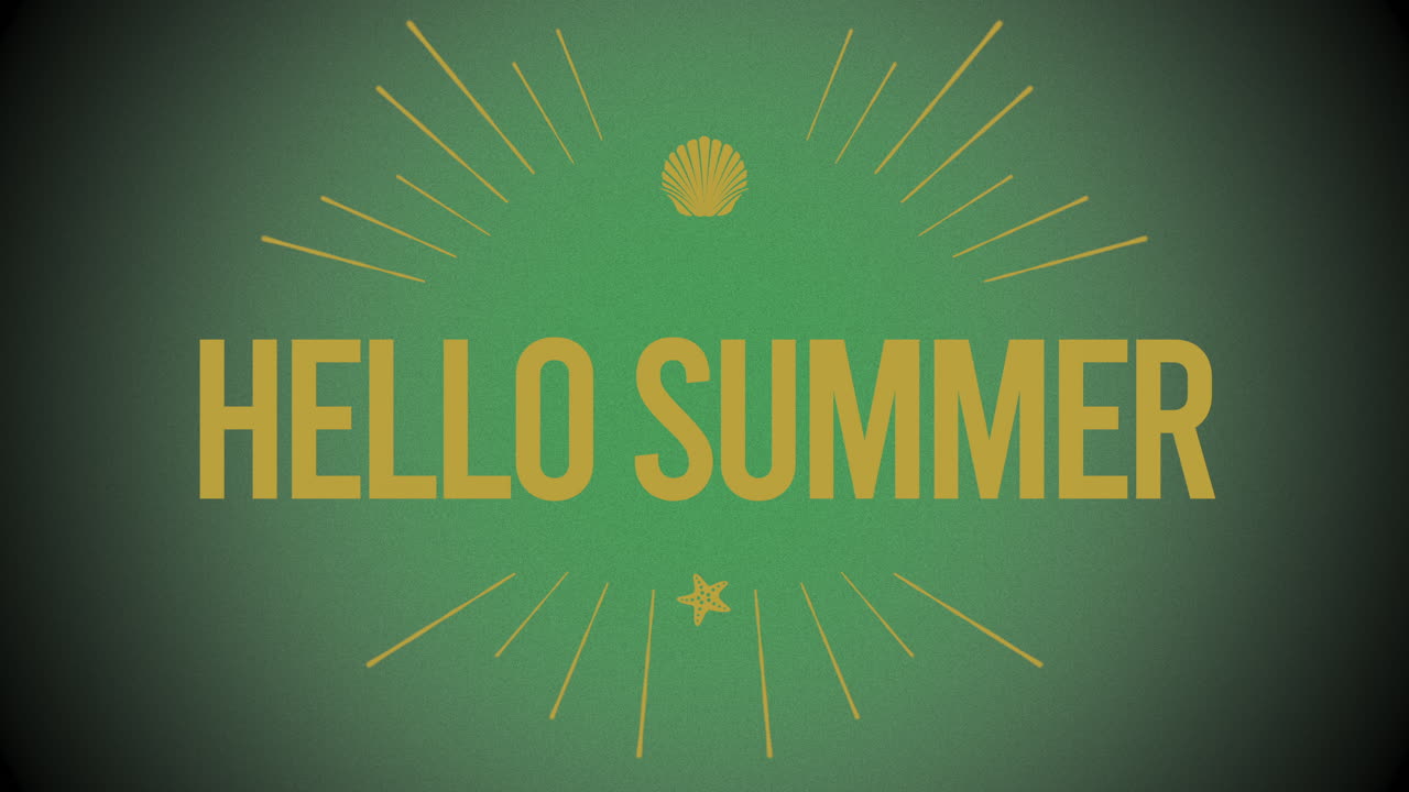 Hello Summer with sea animals and retro lines