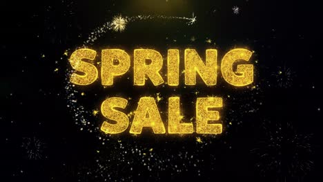 spring sale banner with fireworks and sparkle text effect