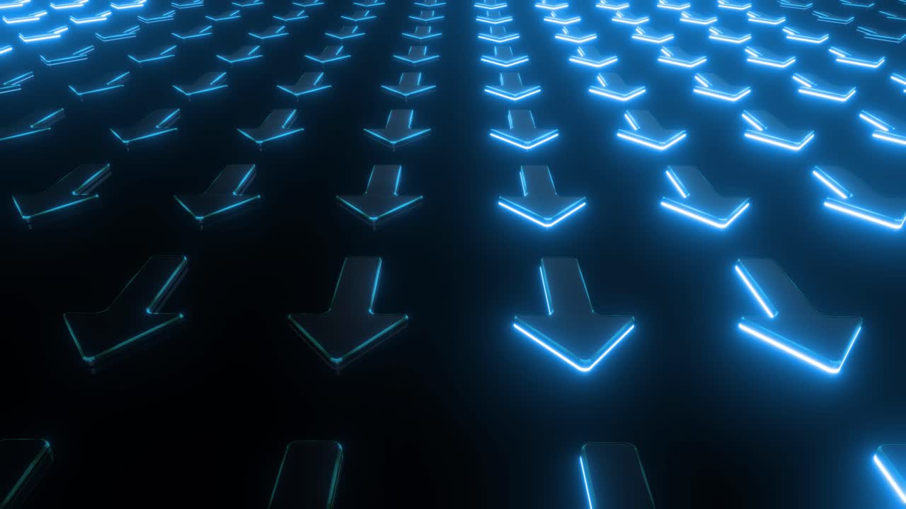 Neon Blue Downward Arrows Pattern