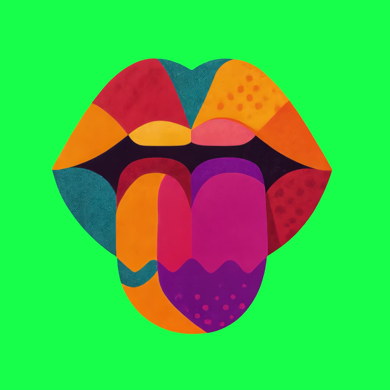 Animazione pop astratta e colorata, video 4K trasparente, green screen