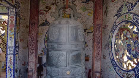 shot of the large bell in linh phuoc pagoda in da lat, vietnam