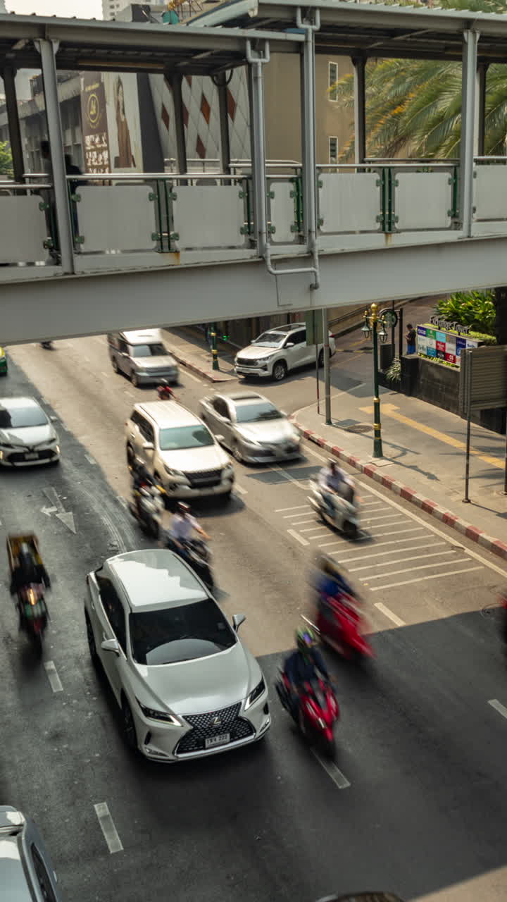 timelapse of rush hour traffic in central bangkok in vertical