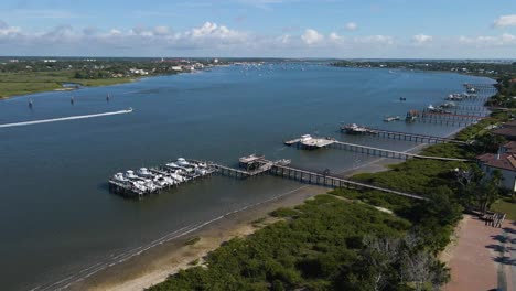 aerial 4k drone view over the matanzas river in st