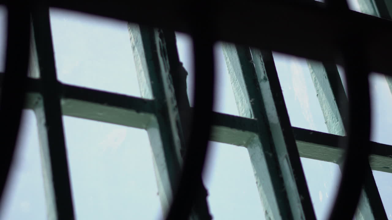 Alcatraz Prison External Windows and Metal Bars, Close Up. California USA