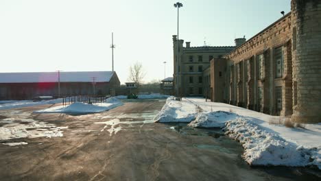 entrance of old joliet prison illinois famous for prison break tv series and blues brothers