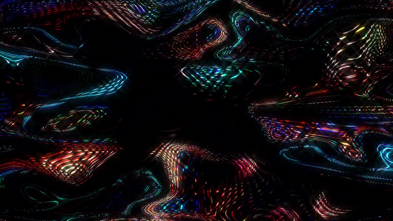 shining bright lines set wave motion, color full, on black background