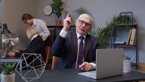 senior mature old business man pointing to camera, choosing lucky one winner, meaning we need you