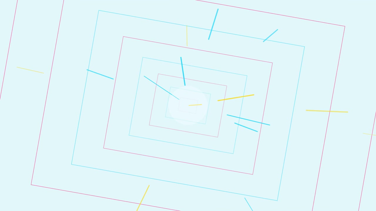 Abstract Motion Graphic with Concentric Rectangles and Floating Lines