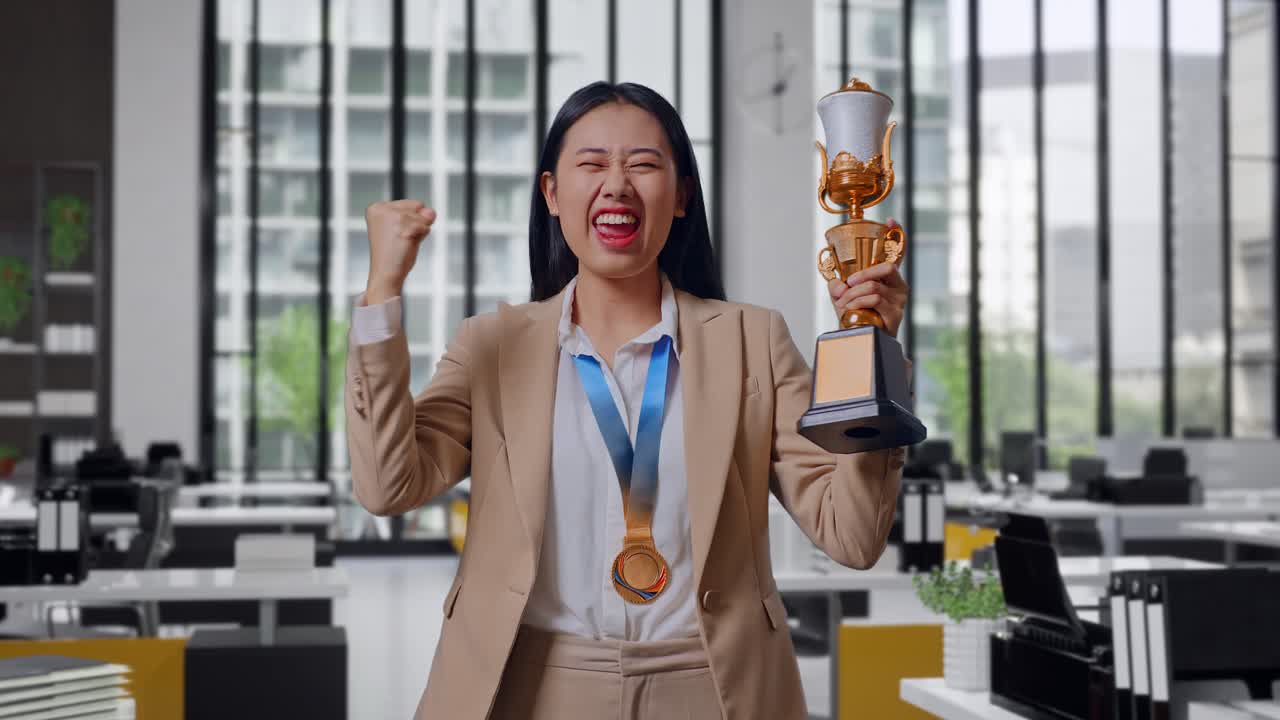 Businesswoman Celebrating a Victory