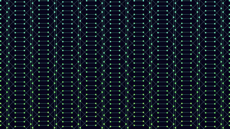 Seamless neon geometric dots pattern in rows
