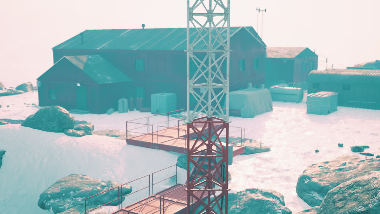 멀리 떨어진 남극 연구 스테이션