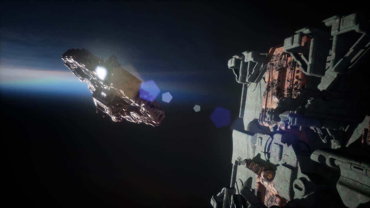 la nave espacial alienígena armada se acerca a la tierra