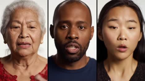diverse expressions of emotion: a captivating journey through human connection captured in two scenes featuring three individuals sharing their experiences