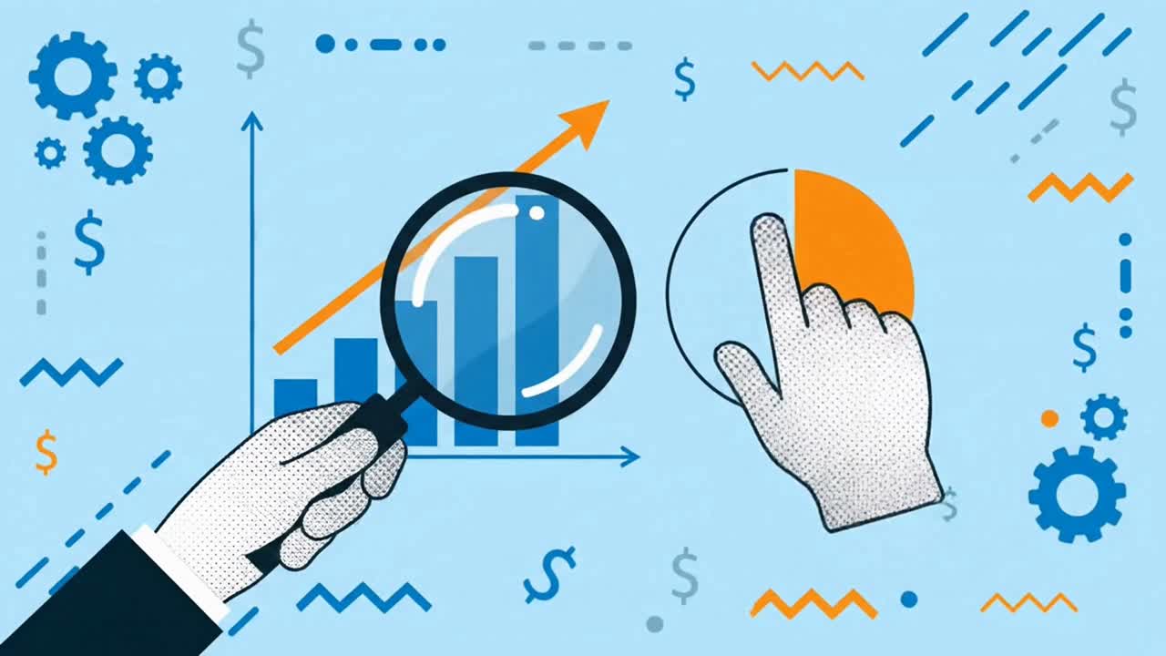 Analisi dei dati finanziari con grafico a barre e grafico a torta