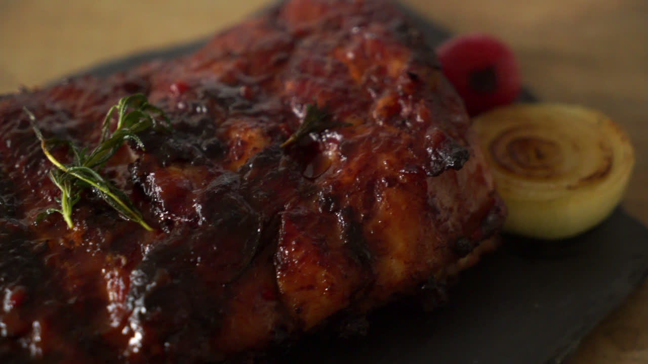 grilled and barbecue ribs pork