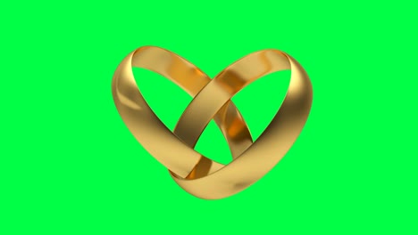 anillos de bodas de oro en una pantalla verde en animación 3d 4k