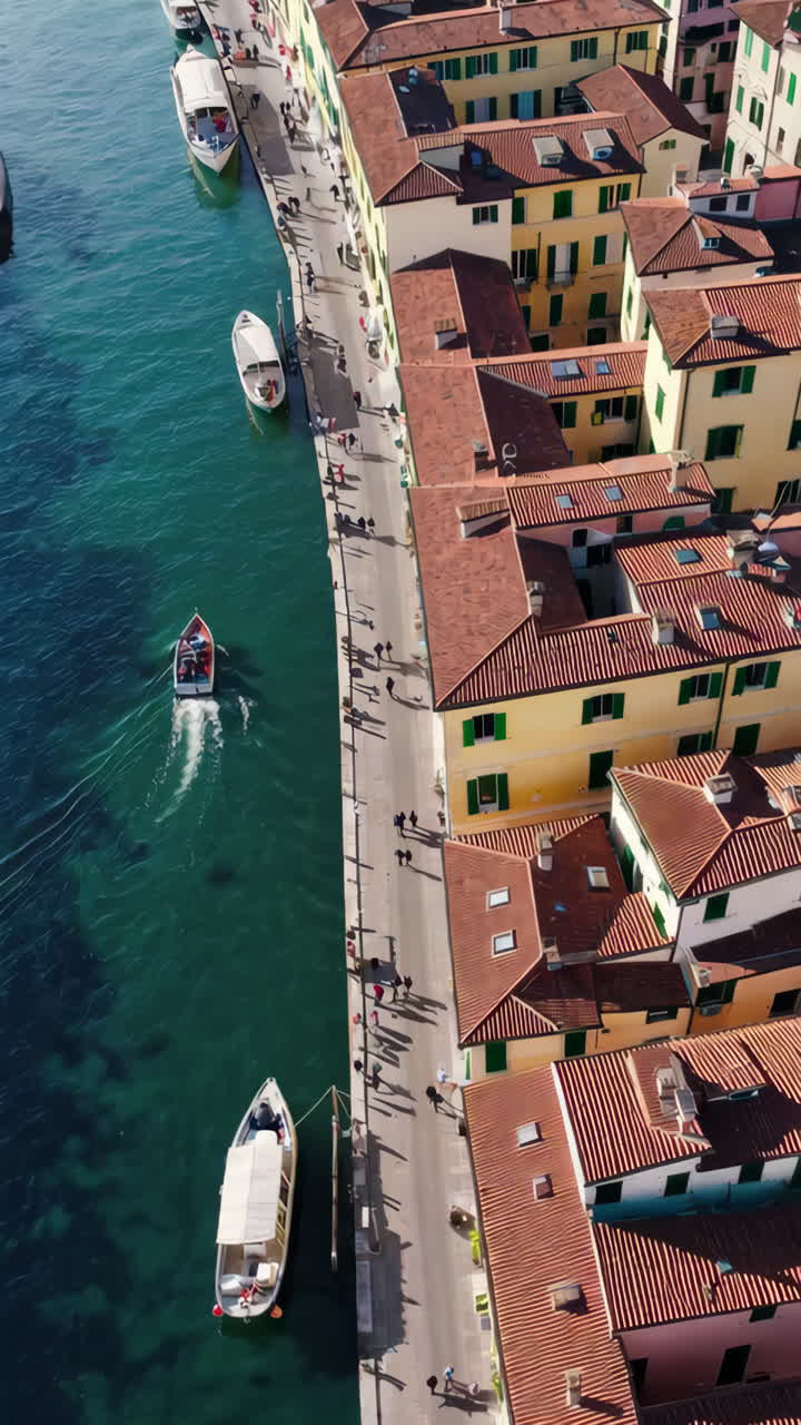 Aerial View of a Charming Italian Waterfront Town