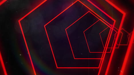 animación de un túnel abstracto de neón rojo brillante que se mueve sobre un fondo negro