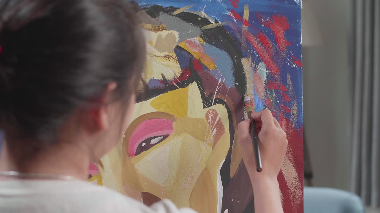 Woman Painting an Abstract Portrait