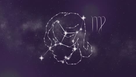 animation of virgo star sign with glowing stars